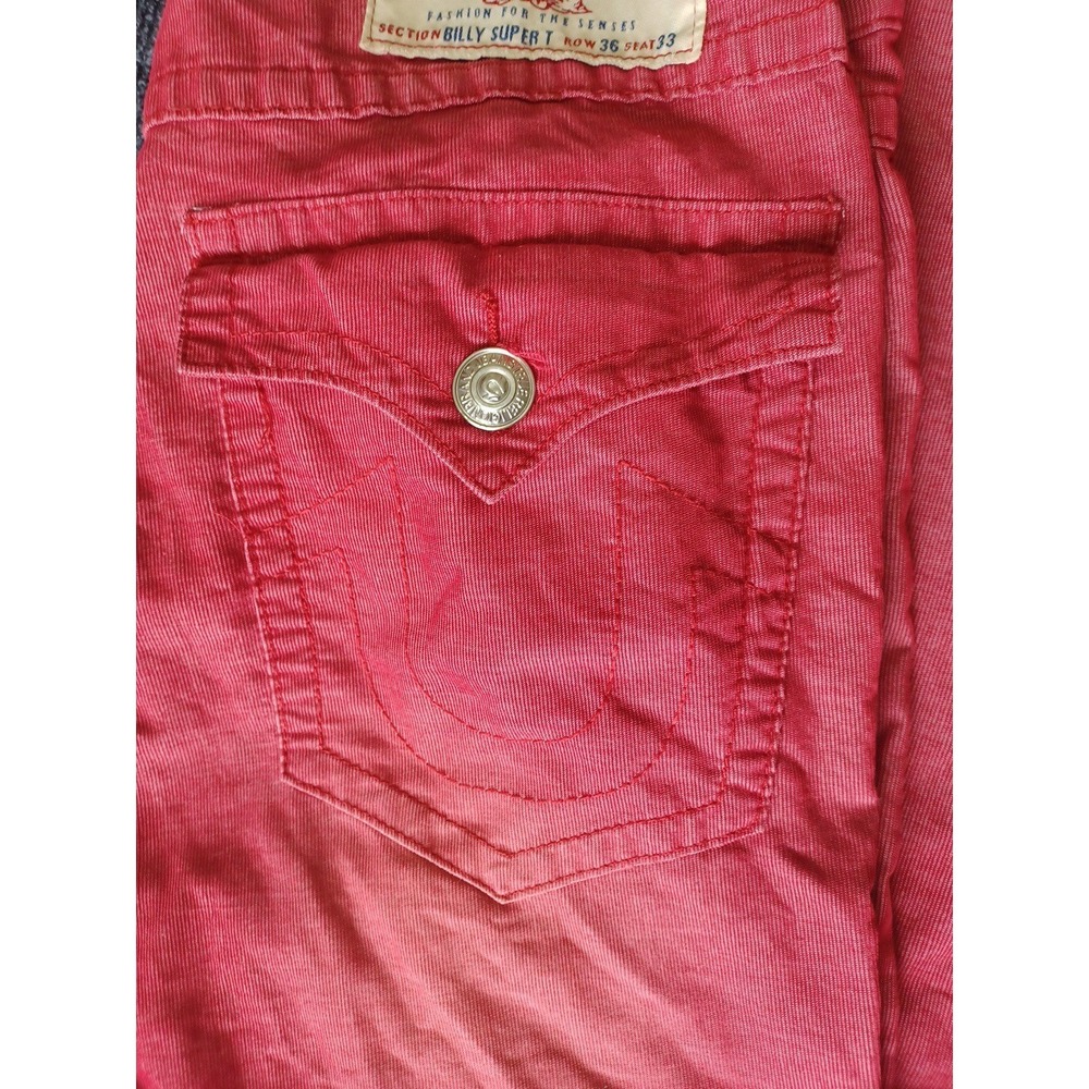 True Religion Billy Super T Mens 36x33 Red Pants Y2K Vintage - Picture 3 of 10